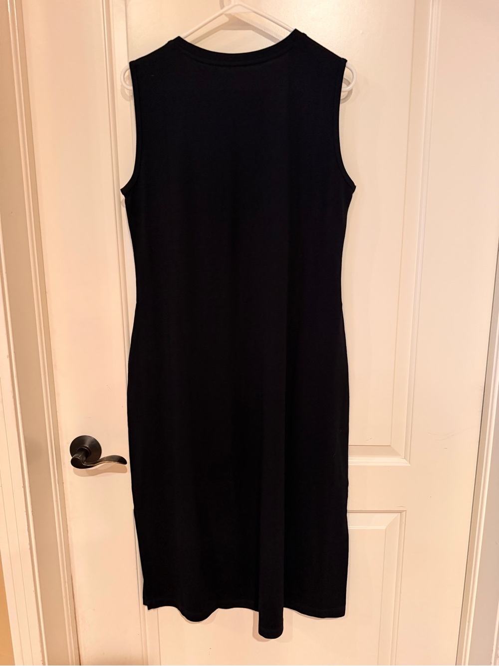 Woolx Sleek Black Sleeveless Midi Dress with pockets size L Cassie - Picture 2 of 6